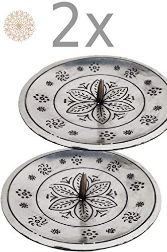 2er Set Orientalischer Kerzenhalter Jaini rund modern aus Eisen 12 cm