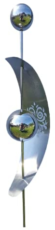 Jürgen Bocker Garten-Ambiente Gartenstecker Nero mit 2 Kugeln & Ausstanzung Eule aus Edelstahl Abmessung 100x13x8 cm