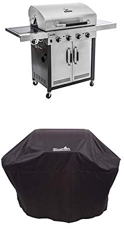 Char-Broil Advantage Series 445S - 4 Brenner Gasgrill mit Seitenbrenner, Edelstahl + Wetterschutzhaube
