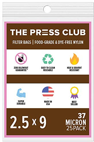 The Press Club 37 Micron 2.5 x 9 Premium Nylon Tea Filter Bags 25 Pack