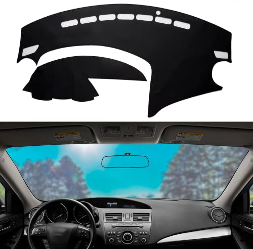BERKSYDE Dashboard Dash Mat Cover Leather Dashboard Pad Sun Protection Anti-Vertigo Mat Blanket Compatible for 2010-2013 Mazda 3