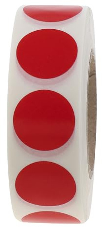 Markierungspunkte rot - Ø 20 mm - 1.000 bunte Klebepunkte auf 1 Rolle(n), 40 mm Kern, Polyethylen, Inventuretiketten selbstklebend