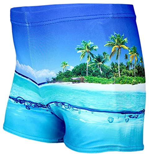 Aquarti Bañador Niño Natación – Bañador Niño con Rayas, Tejido Secado Rápido y Corte Ajustado, Mar de la Isla/Azul, 134