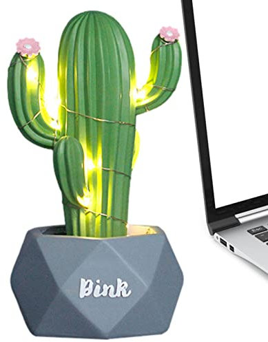 PISOLE Decorazione Cactus Luce Notturna - Decorazione da Tavolo con Luce Notturna a LED Cactus | Decorazioni per Feste con Lampada da Tavolo a Tema Tropicale per la Camera dei Bambini, la Camera