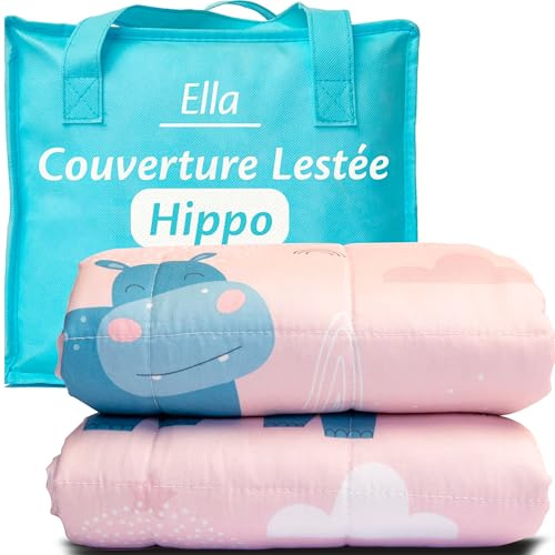 Ella Coperte Ponderate Bambini 3,2kg 100x150cm - Coperta Ponderata Rilassante per il Sonno - Perle di Vetro Ipoallergeniche, Strato Esterno in Cotone Morbido e Fresco - Per Bambini 25-40kg – Hippo