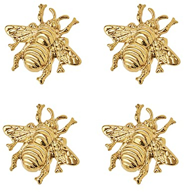 4 Stück Schubladengriffe Biene Design Kupfer Schubladenknöpfe Schrank, Kleiderschrank, Küche,Tür, Kommode Griff Möbelknopf Antik-Gold