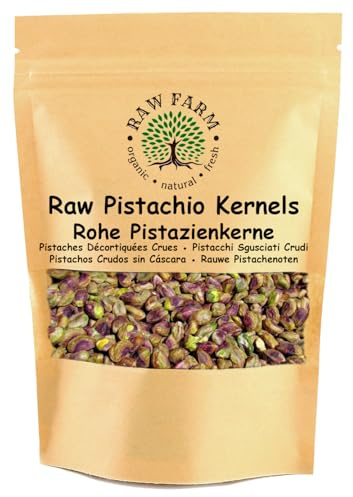 Raw Farm - Pistachos Crudos Enteros Pelados - 500g - Ricos en Fibra, Sin Gluten, Sin Soja