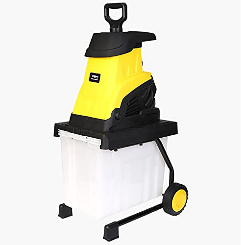 2500W Wood Chipper, Compact Electric Leaf Mulcher, Heavy Duty Cardboard Shredders, 45L Collection Bin, Powerful Cutting Capacity for Leaves/Grass,Chipper+20m Wire