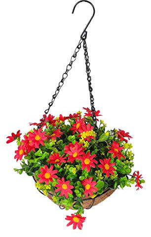 Warmhm Frühlingsdekoration Für Den Außenbereich Pflanzendekoration Korbdekoration Schweizer Käsepflanze Künstliche Orchidee Simulierter Garten Kunststoff-Hängekorb Für Den Deko Eimer