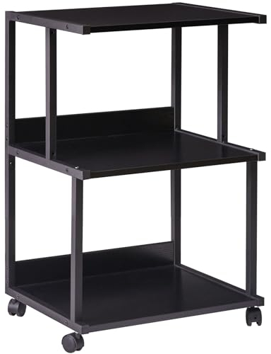 IBUYKE Druckerständer mit Regal, 3-stufiger Druckertisch mit Rädern, Drucker Wagen für Haus, Büro, Rolling Cart Stand für Heat Press, Mikrowelle und Mini-Kühlschrank TPS001B