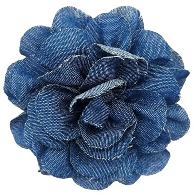 PURPLELILY Blaue Stoff-Brosche mit Kamelienblüten, handgefertigt, Korsage, Modeschmuck, Abzeichen, 10cm, Denim-Legierung