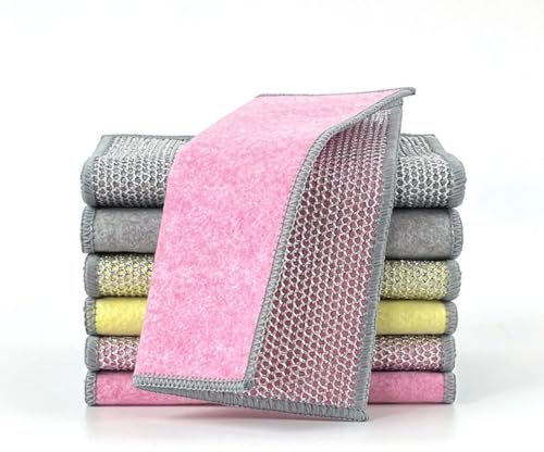 Lavette Éponge Double Face – Côté Doux pour Mains & Côté INOX pour Toute Saleté – Lot de 3 Chiffons Réutilisables – Multi-Surfaces – Couleur Grise