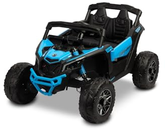 TOYZ by CARETERO Maverick Elektrisk ATV - Buggy Ride-On - 4x4-drivning med 800W - EVA-skumdäck, fjädring, LED-lampor, fjärrkontroll - Bluetooth, FM-radio & USB - Ålder 3-8 - Blå