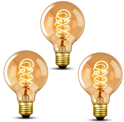 NUODIFAN Edison Vintage Glühbirne E27, Dimmbar Led Retro 5W LED Lampe Warmweiß 2700K Led Leuchtmittel Glühbirne E27 Ideal für Nostalgie und Retro Beleuchtung im Haus Café Bar 3 Stück