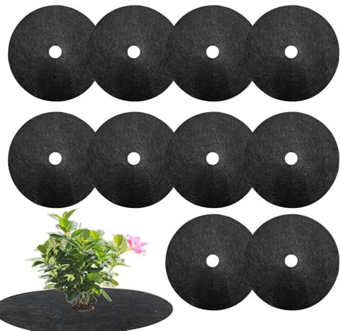 10 Pieces Anneaux De Paillage | Tapis De Protection Contre Les Mauvaises Herbes | Anneau De Paillage Rond | Disque De Paillages De Protection pour Pot, Arbres, Fleurs