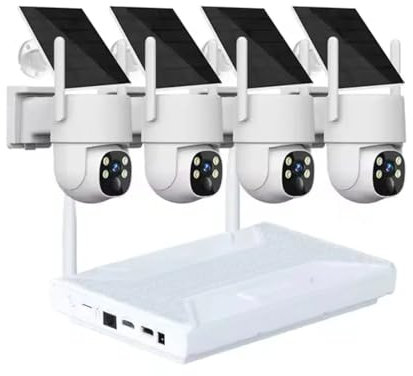 XNASU 4MP Solar Power WiFi Security Camera System with 8 Cameras, Outdoor Wireless CCTV Surveillance Kit with Color Night Vision, Motion Detection