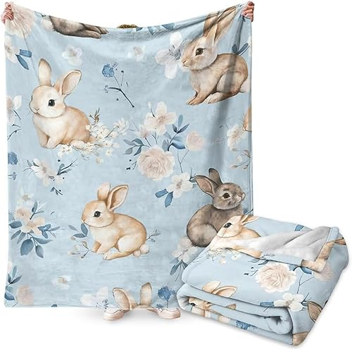 FYDZBSL Rabbit Blanket Super Soft Cozy Fleece Throw Cute Rabbit Themed Design Printed Throw Blankets for Kids, Chair Sofa, Warm Soft Cozy Blanket 40x60