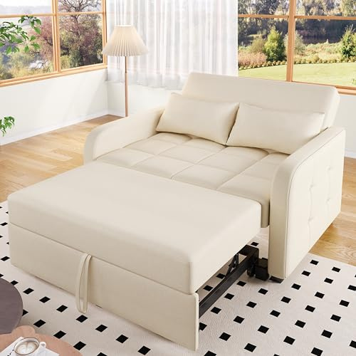 Rvjiahe Multifunktionale Klapp-Sofa-Bett, Verstellbares Rückenteil Sofa, Ideal für kleine Wohnungen und Studentenwohnheime, Komfort-Sofa-Bett，Schlafcouch (Beige, 180 cmx127 cm)