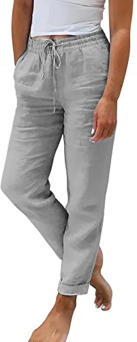 Generisch Leinenhose Damen Hosen Damen locker Damenbekleidung Same Day Summer Pants Women Damenhosen elegant Damenhose weites Bein Umstandsmode Caprihosen Damenhosen elegant Warehouse Deals Angebote