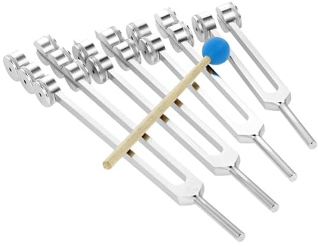 Kueohse 4 Stück/Set Stimmgabeln 32/48/64/128 Hz mit Hammer zum Testen Des Nervensystems, Klangheiltherapie, Gesundheitspflege