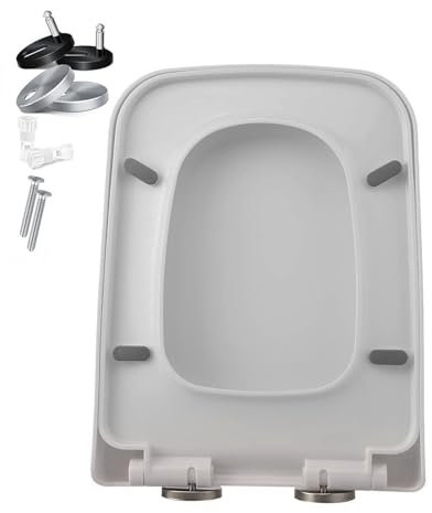 Sedile WC rettangolare, coperchio quadrato a chiusura lenta, sgancio rapido per una facile pulizia, finitura resistente, design confortevole per bagni moderni
