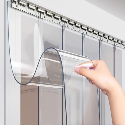 FVTVHEV Tende PVC Trasparente Tenda a Strisce Industriale Spessore 2,5 mm Strisce di Plastica Tenda Facile da installare Adatto per Magazzini, Garage, fabbriche e supermercati(15x220cm(1pcs))
