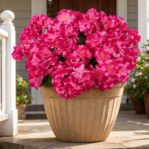 Aisamco 6 Fiori Geranio Seta Esterno UV Resistente | Piante finte rosse, Giardino casa, Fioriera finestra, Cortile tavolo, Estiva