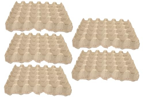 PartyKindom Contenedor de Huevos de Pulpa de Papel Beige, Resistente y No se Deforma, Bandeja para Guardar 30 Huevos Adecuado para Almacenamiento Hogar