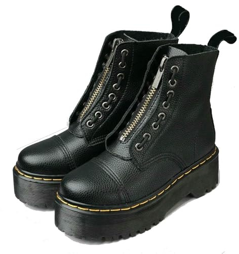 GLDFW - Botas de motocicleta de 8 agujeros: 2 vías, plataforma gruesa, cremallera frontal, botas unisex de moda para todas las estaciones, Hei Se 1042, 38 2/3 EU