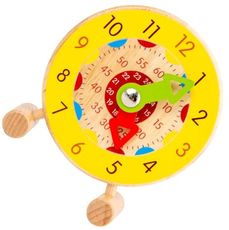 UPKOCH Wooden Educational Teaching Clock Early Learning Toy for Boys and Girls Cognitive Development Mini Clock for Year Olds