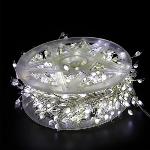 Ysaca Kupferdraht Feuerwerkskörper Lichterkette, LED Feuerwerkskörper Lichterkette mit 8 Modi, Cluster-Lichterkette für Weihnachtsbaum, Hochzeit, Garten & Feiertags-Heimdekoration (Weiß, 3M)