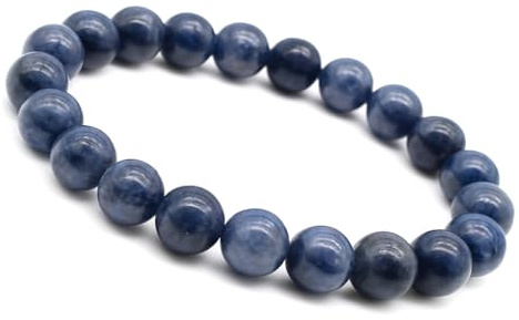 Unique Gems Herren Armband Wassersaphir Iolith – 8mm Naturstein Chakra Perlenarmband elastisch – Handgefertigtes Heilstein & Energiearmband Made in Germany