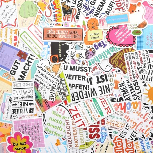 KQDRAVINE 100 Stück Sticker Sprüche Deutsch, Motivationssticker & Sprüche Aufkleber, Vision Board Sticker, Laptop Aufkleber, Bullet Journal Journaling