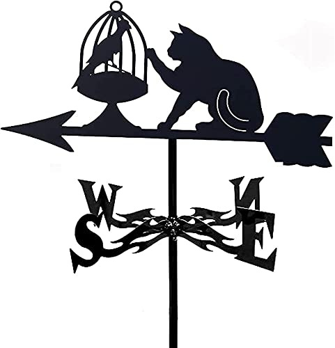 Banderuola segnavento Vintage in Metallo con Animali, Gatto, indicatore della direzione del Vento per Giardino Esterno, Tetto, Paddock, Decorazione