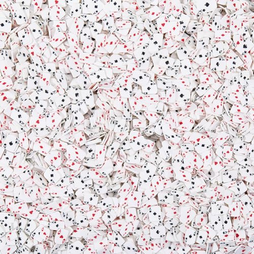 SUNNYCLUE 1 boîte de 100g de Tranches de Pâte Polymère Confettis de Poker en Vrac Mini Pièces de Poker Plates Cabochons en Pâte Polymère Petites Cartes 3D Confettis pour Nail Art Loisirs Créatifs Déco