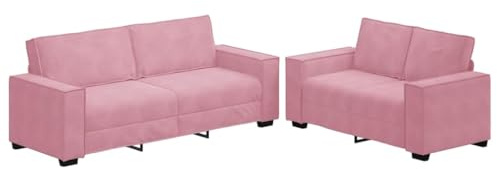 Mhdvray Rosa Samt 2+3-Sitzer Polstergarnitur 160/220 cm Breit, Modernes Samtsofa mit Breiten Armlehnen, Robuster Holz-Metall-Rahmen, Bequeme Sitzhöhe 44 cm für Wohnzimmer Büro Jugendzimmer