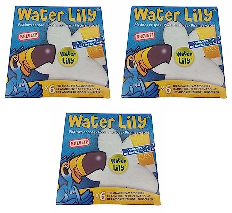 Water Lily - Lot de 18 fleurs absorbantes, contre les saletés grasses comme les huiles et les crèmes solaires dans l’eau de piscine, jacuzzis & spa
