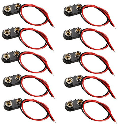 sourcing map 9pcs Conector del Cable de Concha DC 9V Batería Clip T-Tipo Hebilla de plástico 10pcs Hard Button I-Type