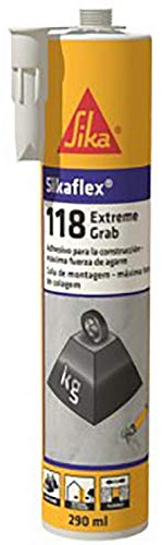 SIKA - Sikaflex 118 Extreme Grab, Masilla adhesivo de construcción para montaje sin fijación temporal, Potente agarre inicial, interior y exterior, Blanco, 290 ml