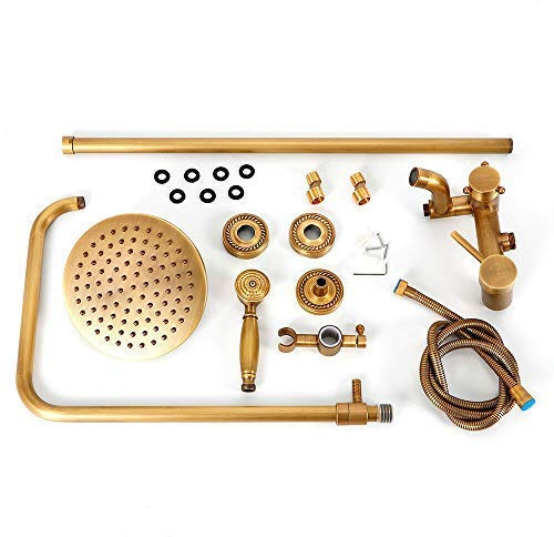 Vintage Retro Messing Duschset, Retro Duschset Bronze Duschsystem Wasserhahn Regendusche für Badezimmer Wand