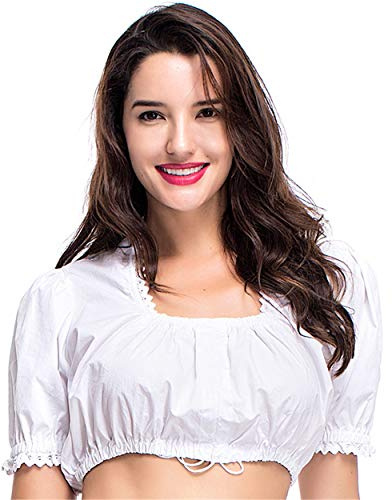 Women's Cosplay Bavarian Oktoberfest Classic Crop Top Dirndl White Blouse M