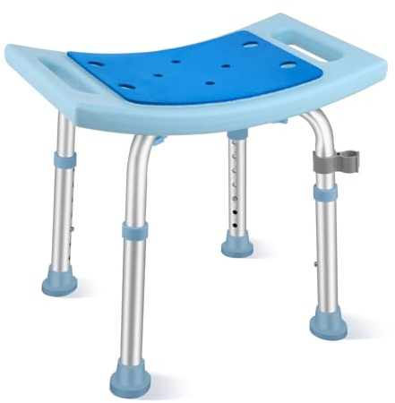 Duschhocker, Duschstuhl für Senioren 150KG Belastbar, Höhenverstellbar 34-50cm, Aluminium Duschsitz, Badestuhl, Badehocker für Badewannen