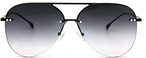 ProudDemon Rahmenlos Piloten Sonnenbrille UV400 Retro Pilotenbrille für Herren und Damen Schwarzer Rahmen schwarze Linse