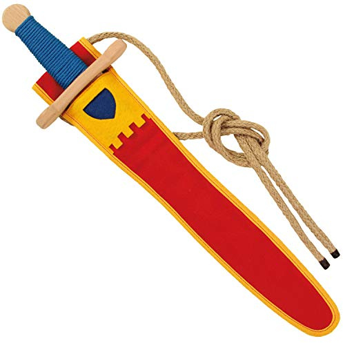 Schwertset Landsknecht rot/gelb aus Buchenholz 48cm (940) – Spielzeugmanufaktur Vah [Made in Germany | traditionelles Handwerk]