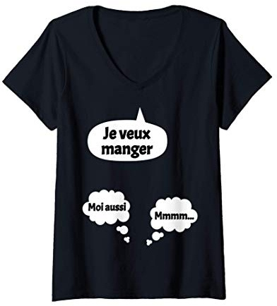 Femme Future Maman Annoncer La Grossesse Enceinte Fête Du Bébé T-Shirt avec Col en V