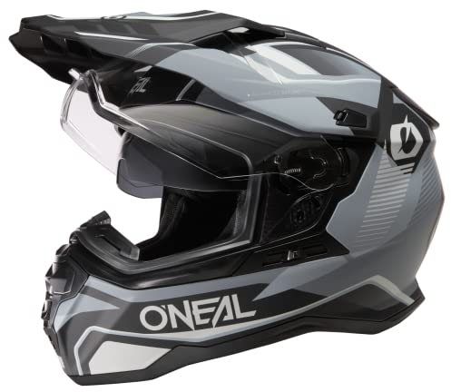 O'NEAL | Casco de Moto Enduro Touring Adventure Street | Buen Ajuste, Pinlock y Bluetooth, Visera integrada | Casco D-SRS Square V.22 Adulto | Gris Negro | Talla S