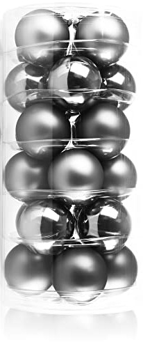 COM-FOUR® 24x Bolas de Navidad, Bolas de Cristal Real para Navidad, Adornos para el árbol de Navidad, Ø 6 cm