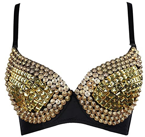 VIVICOLOR Damen Nieten Perlen Bustier BH Glänzender Strass Korsett Crop Top Sparkle Clubwear Party Push Up BH Weste
