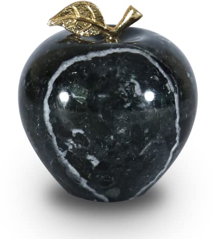 TheWolfard Crystal Apple Briefbeschwerer – Schwarzer Zebra-Marmor-Schreibtisch-Ornament, einzigartiges Apfel-Geschenk für Lehrer, dekorativer Apfel für Büro & Zuhause