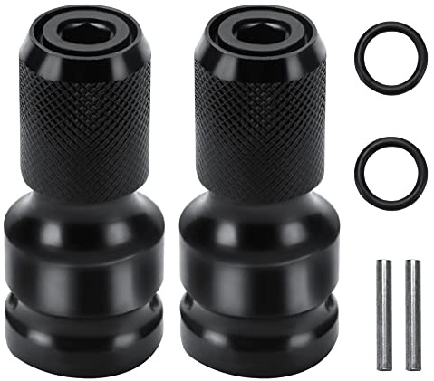 VooGenzek 2 Pieces Black 1/2 Square Drive to 1/4 Hex Shank Socket Adapter, Quick Release Chuck Converter Screwdriver Bit Chucks Adaptor Conversion, for Impact and Ratchet Wrench